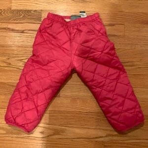 LL Bean Pink Quilted Fleeced Lined Snow Pants